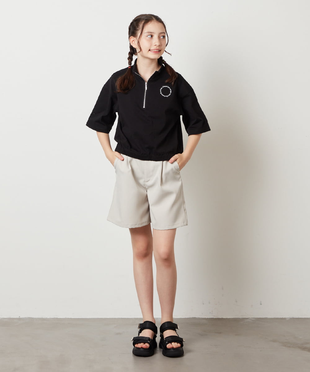 KJKGW43034 a.v.v KIDS(アー・ヴェ・ヴェ) [140-150]ハーフジッププルオーバーTシャツ ライトグレー