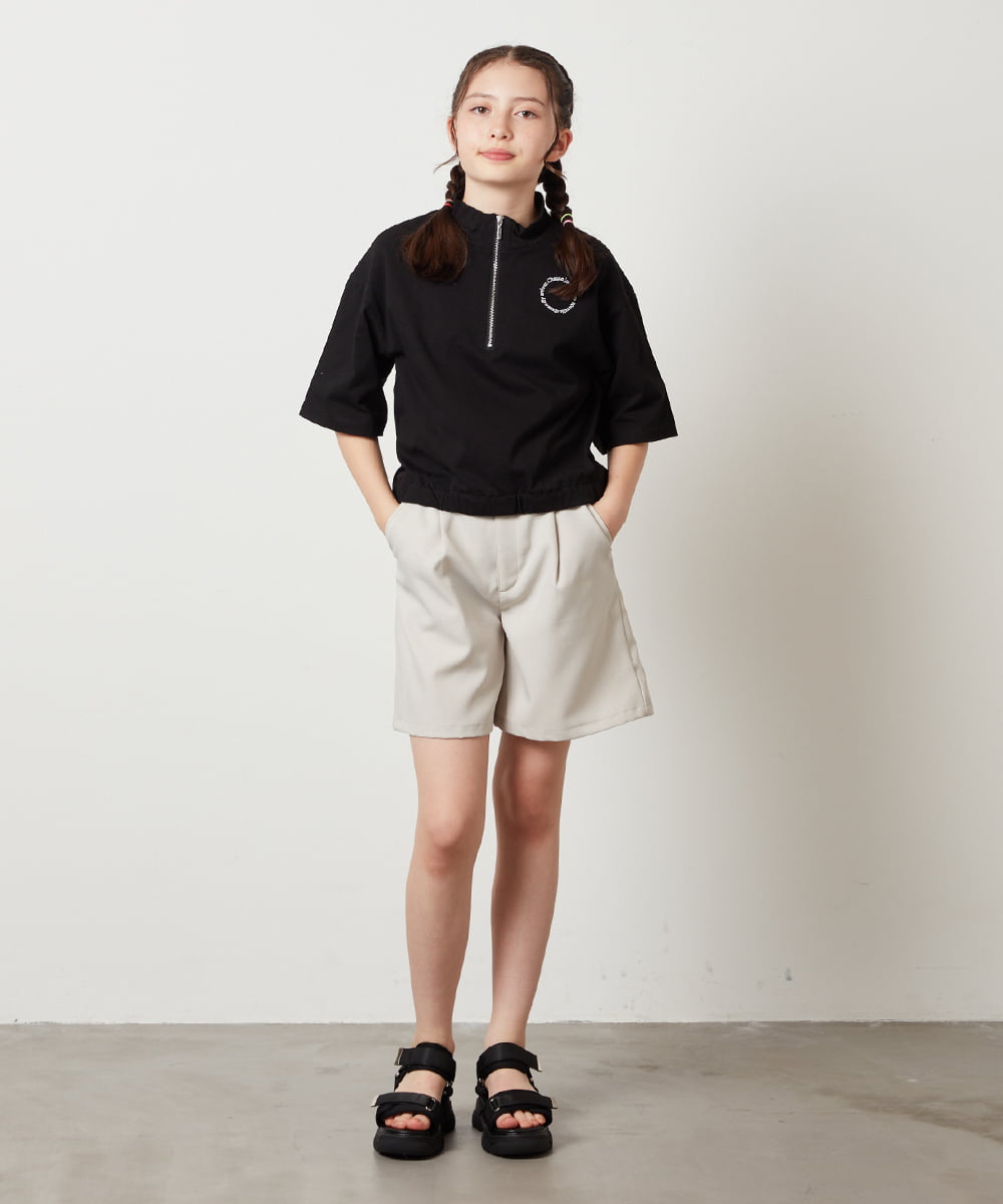 KJKGW43034 a.v.v KIDS(アー・ヴェ・ヴェ) [140-150]ハーフジッププルオーバーTシャツ ライトグレー