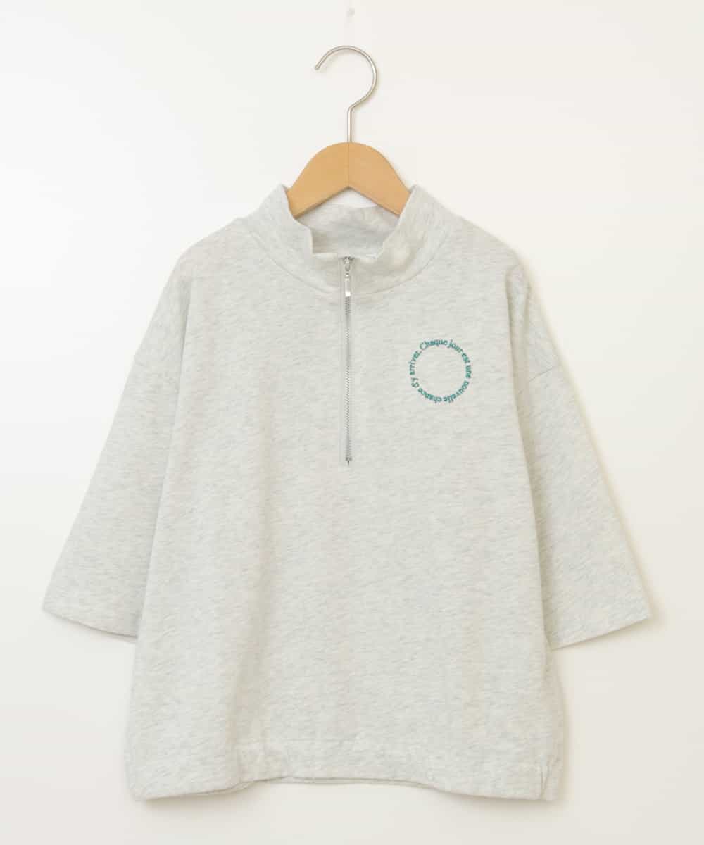KJKGW43034 a.v.v KIDS(アー・ヴェ・ヴェ) [140-150]ハーフジッププルオーバーTシャツ ライトグレー
