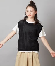 KJKGX01049 a.v.v KIDS(アー・ヴェ・ヴェ) [160]【2点セット】メッシュ編みニットベストセット ブラック