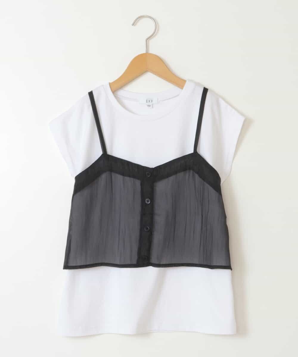 KJKGX02034 a.v.v KIDS(アー・ヴェ・ヴェ) [160]シアーキャミドッキングＴシャツ ブラック
