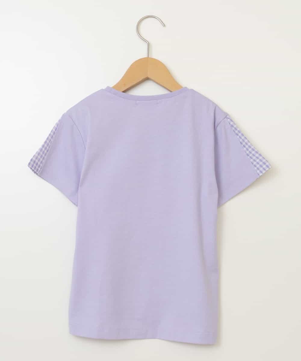 KJKGX08016 a.v.v KIDS(アー・ヴェ・ヴェ) [160]ギンガムスリーブﾞTシャツ ラベンダー