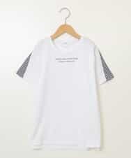 KJKGX08016 a.v.v KIDS(アー・ヴェ・ヴェ) [160]ギンガムスリーブﾞTシャツ ホワイト