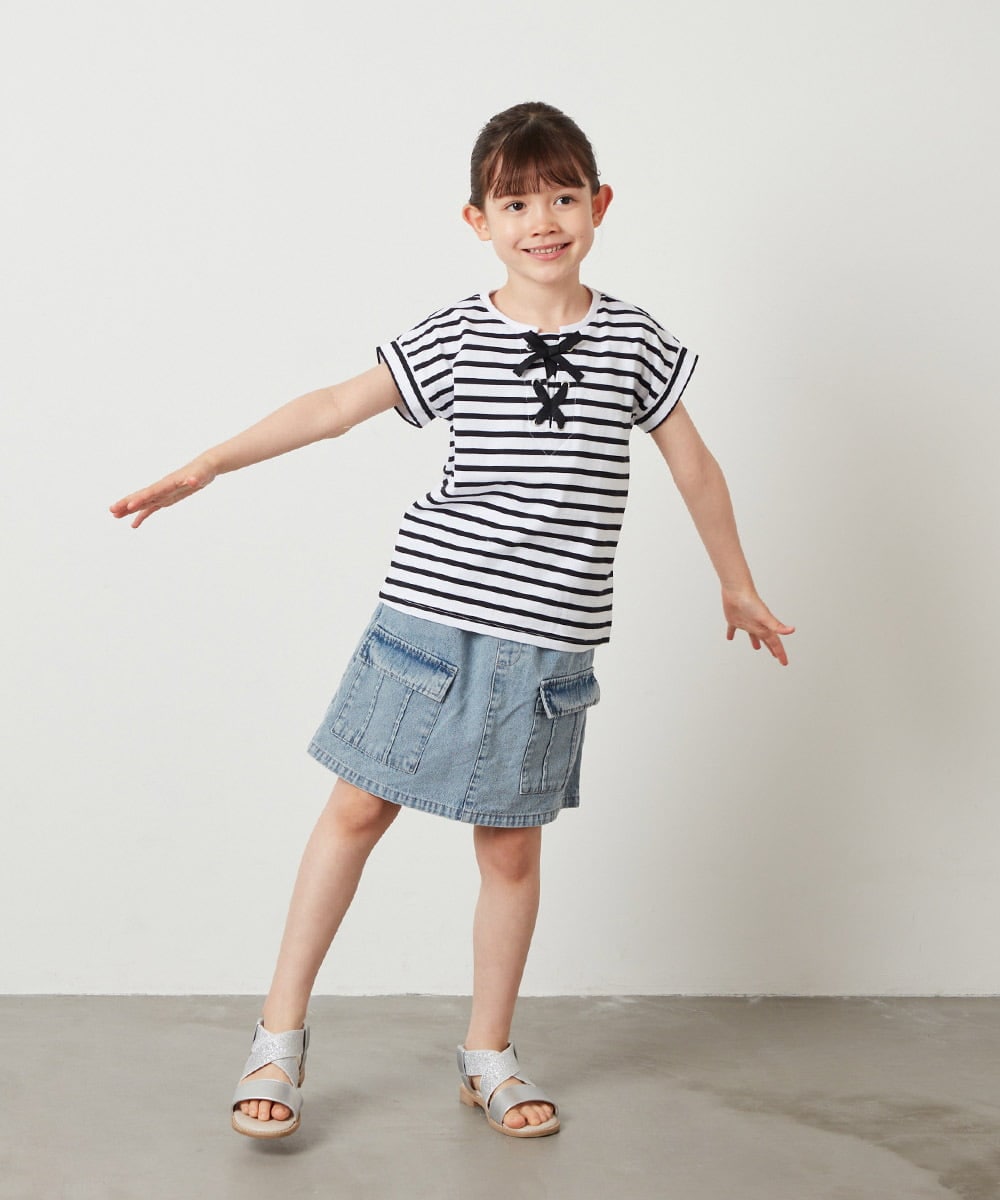KJKGX10029 a.v.v KIDS(アー・ヴェ・ヴェ) [160]フロントレースUPTシャツ ブラック