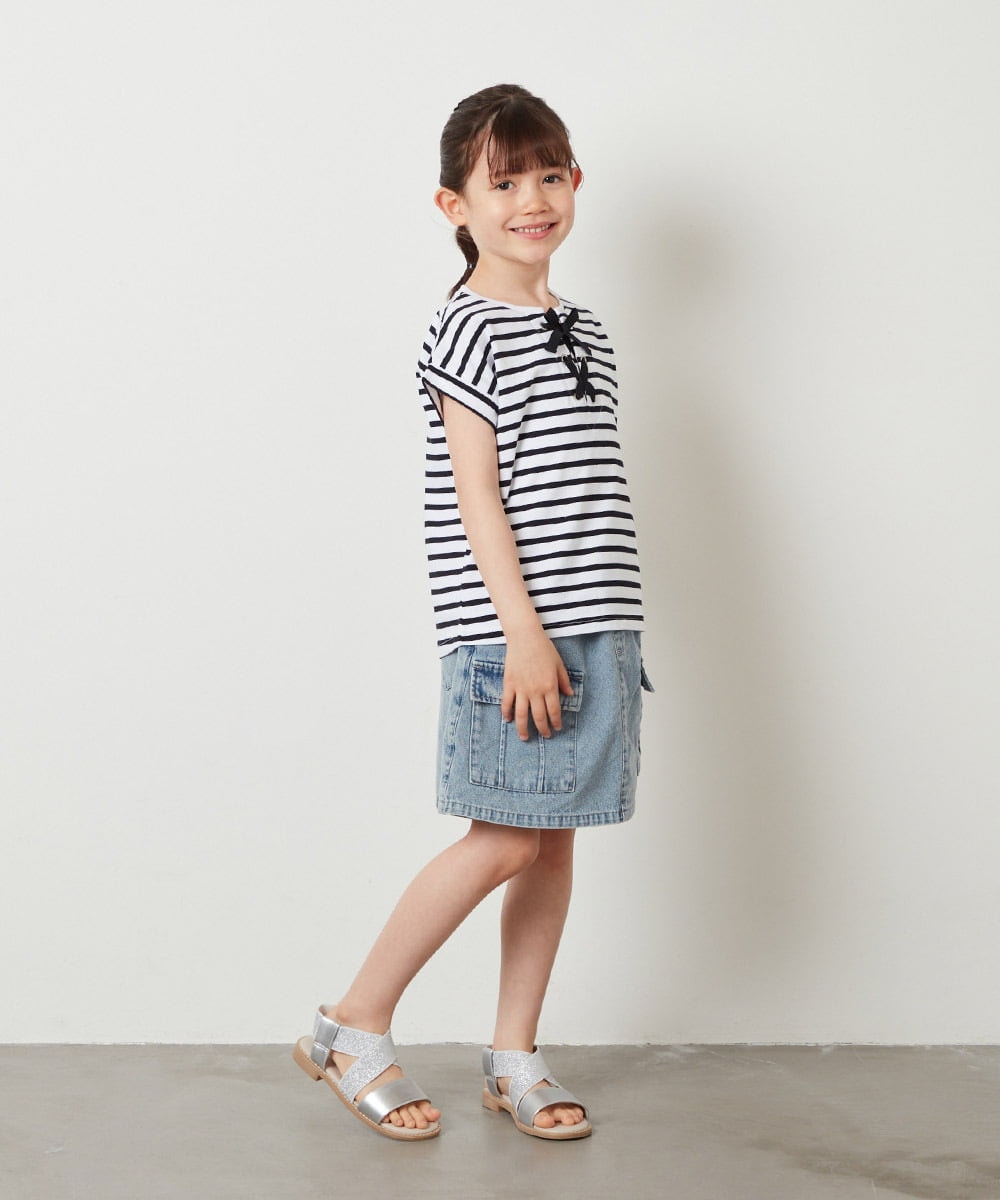 KJKGX10029 a.v.v KIDS(アー・ヴェ・ヴェ) [160]フロントレースUPTシャツ ブラック