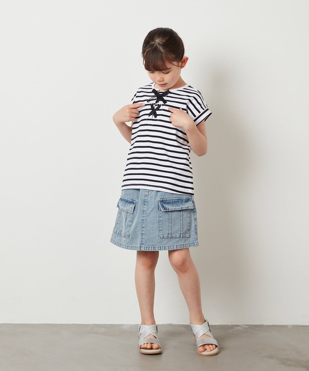 KJKGX10029 a.v.v KIDS(アー・ヴェ・ヴェ) [160]フロントレースUPTシャツ ブラック