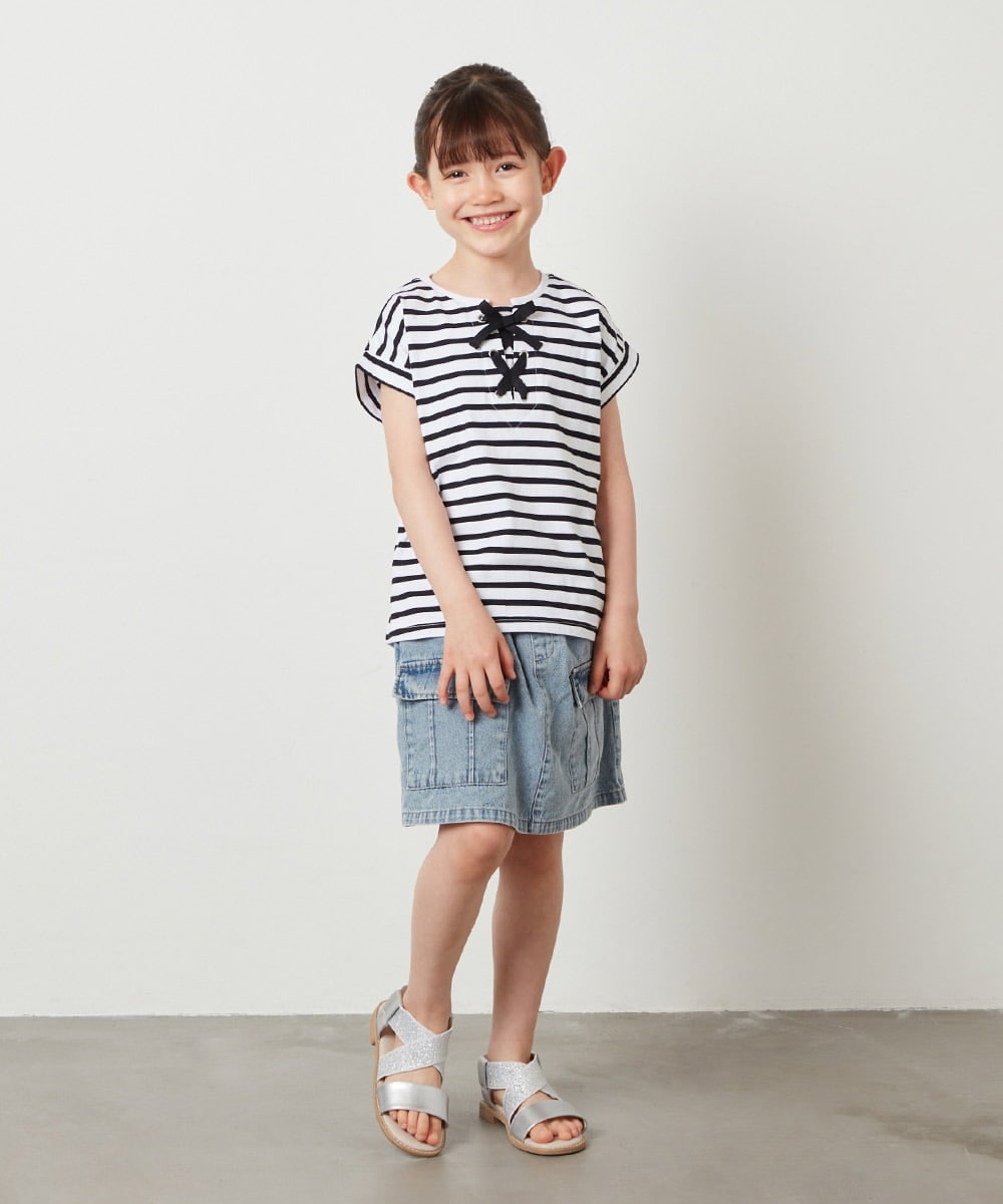 KJKGX10029 a.v.v KIDS(アー・ヴェ・ヴェ) [160]フロントレースUPTシャツ ブラック