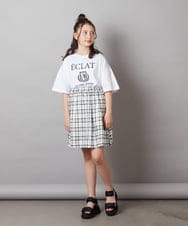 KJKGX11029 a.v.v KIDS(アー・ヴェ・ヴェ) [160]エンブレム刺繍オーバーシルエットＴシャツ ブラック