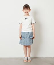 KJKGX12039 a.v.v KIDS(アー・ヴェ・ヴェ) [160]ロゴ刺繍入りプチリボンカットソー ライトブルー