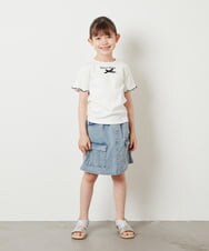 KJKGX12039 a.v.v KIDS(アー・ヴェ・ヴェ) [160]ロゴ刺繍入りプチリボンカットソー ライトブルー