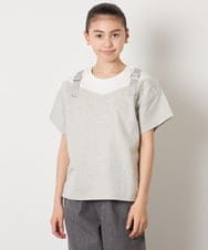 KJKHA15034 a.v.v KIDS(アー・ヴェ・ヴェ) [100-160]【接触冷感】バックル付きイレイヤード風Ｔシャツ ラベンダー