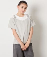 KJKHA15034 a.v.v KIDS(アー・ヴェ・ヴェ) [100-160]【接触冷感】バックル付きイレイヤード風Ｔシャツ ラベンダー