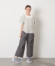KJKHA15034 a.v.v KIDS(アー・ヴェ・ヴェ) [100-160]【接触冷感】バックル付きイレイヤード風Ｔシャツ ラベンダー