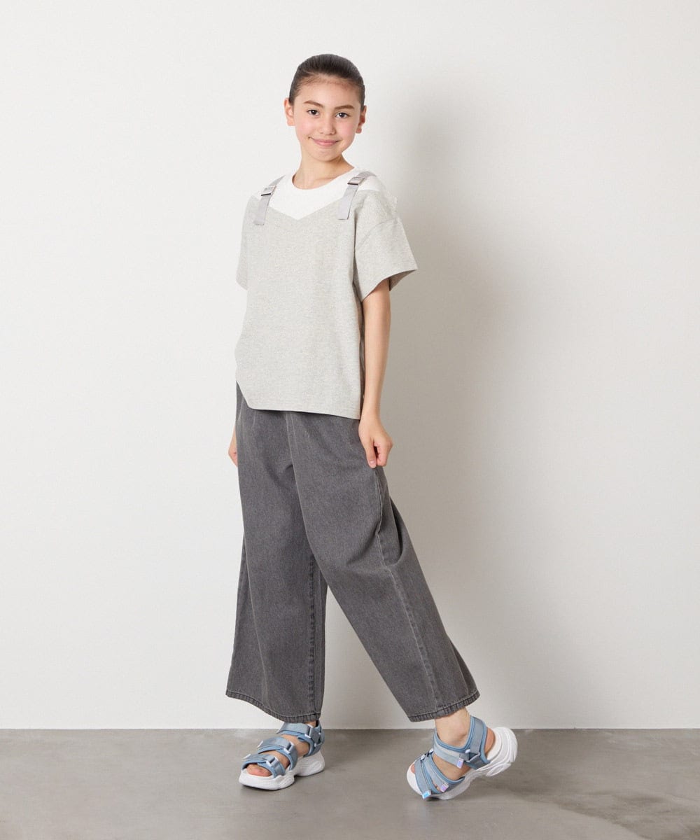 KJKHA15034 a.v.v KIDS(アー・ヴェ・ヴェ) [100-160]【接触冷感】バックル付きイレイヤード風Ｔシャツ ラベンダー