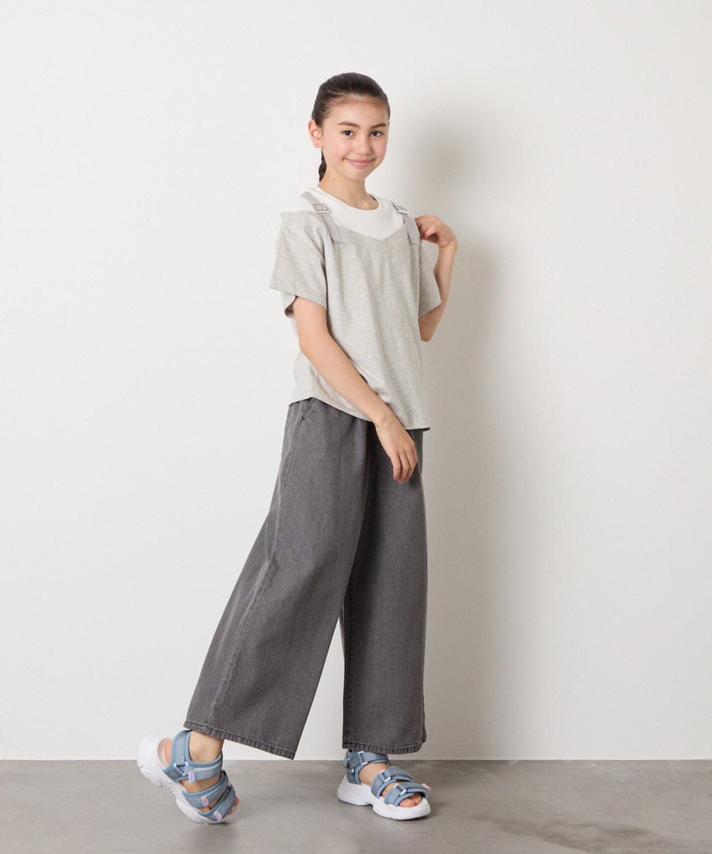 KJKHA15034 a.v.v KIDS(アー・ヴェ・ヴェ) [100-160]【接触冷感】バックル付きイレイヤード風Ｔシャツ ラベンダー
