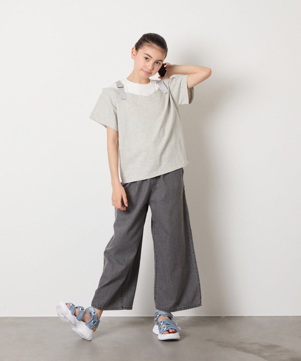 KJKHA15034 a.v.v KIDS(アー・ヴェ・ヴェ) [100-160]【接触冷感】バックル付きイレイヤード風Ｔシャツ ラベンダー