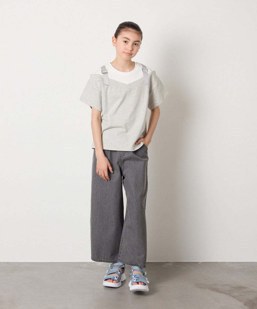 KJKHA15034 a.v.v KIDS(アー・ヴェ・ヴェ) [100-160]【接触冷感】バックル付きイレイヤード風Ｔシャツ ラベンダー