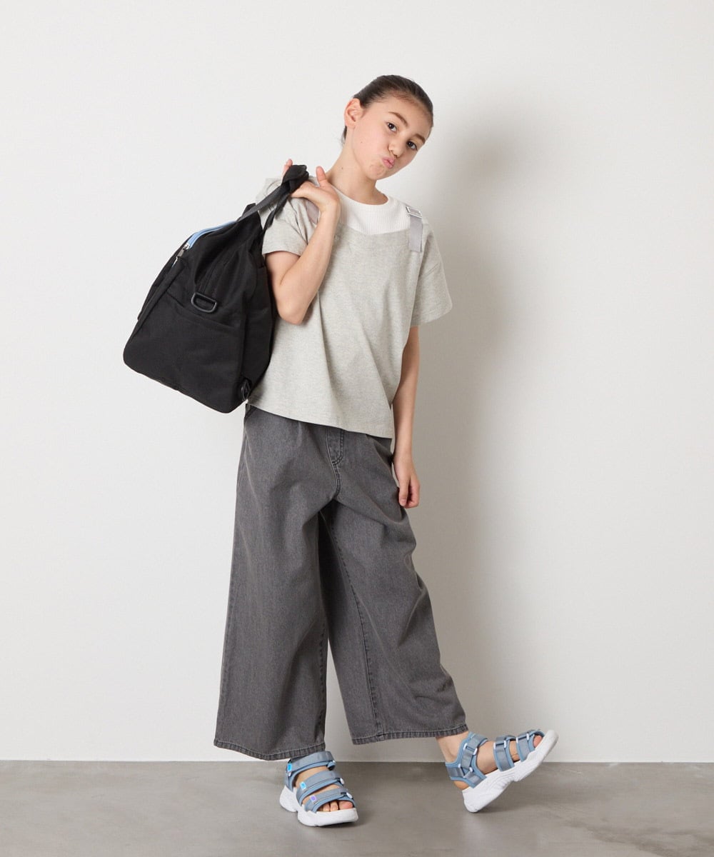 KJKHA15034 a.v.v KIDS(アー・ヴェ・ヴェ) [100-160]【接触冷感】バックル付きイレイヤード風Ｔシャツ ラベンダー