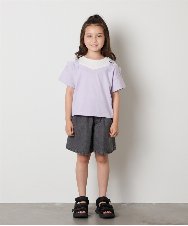 KJKHA15034 a.v.v KIDS(アー・ヴェ・ヴェ) 【接触冷感/ジメジメ対策】[100-160]バックル付きイレイヤード風Ｔシャツ ラベンダー