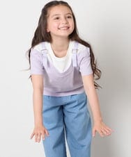 KJKHA15034 a.v.v KIDS(アー・ヴェ・ヴェ) [100-160]【接触冷感】バックル付きイレイヤード風Ｔシャツ ラベンダー