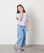 KJKHA15034 a.v.v KIDS(アー・ヴェ・ヴェ) [100-160]【接触冷感】バックル付きイレイヤード風Ｔシャツ ラベンダー