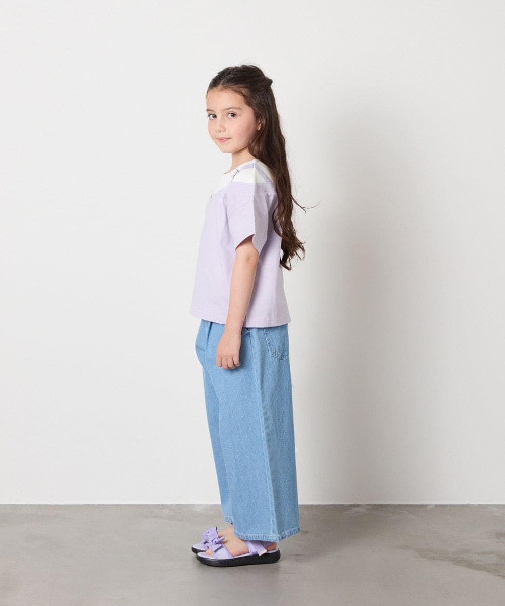 KJKHA15034 a.v.v KIDS(アー・ヴェ・ヴェ) [100-160]【接触冷感】バックル付きイレイヤード風Ｔシャツ ラベンダー
