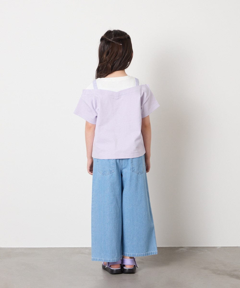 KJKHA15034 a.v.v KIDS(アー・ヴェ・ヴェ) [100-160]【接触冷感】バックル付きイレイヤード風Ｔシャツ ラベンダー