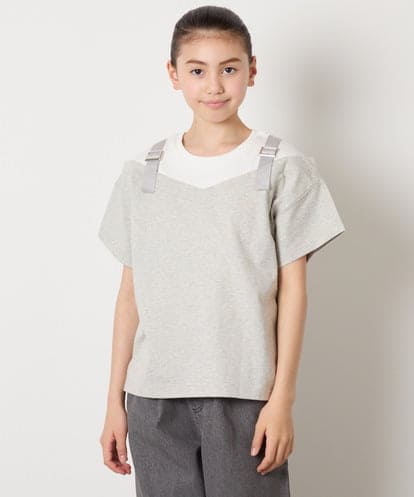 KJKHA15034 a.v.v KIDS [100-160]【接触冷感】バックル付きイレイヤード風Ｔシャツ