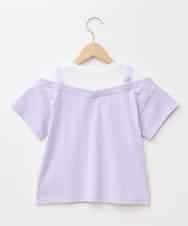KJKHA15034 a.v.v KIDS(アー・ヴェ・ヴェ) 【接触冷感/ジメジメ対策】[100-160]バックル付きイレイヤード風Ｔシャツ ラベンダー