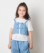 KJKHA19039 a.v.v KIDS(アー・ヴェ・ヴェ) [120-160]【接触冷感】デニムビスチェセット ライトブルー