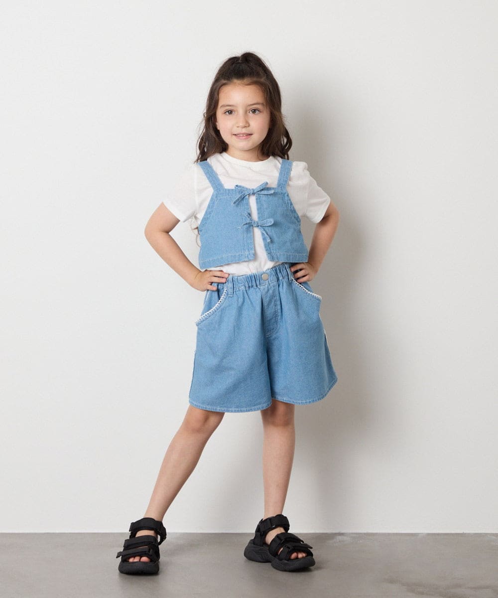 KJKHA19039 a.v.v KIDS(アー・ヴェ・ヴェ) [120-160]【接触冷感】デニムビスチェセット ライトブルー