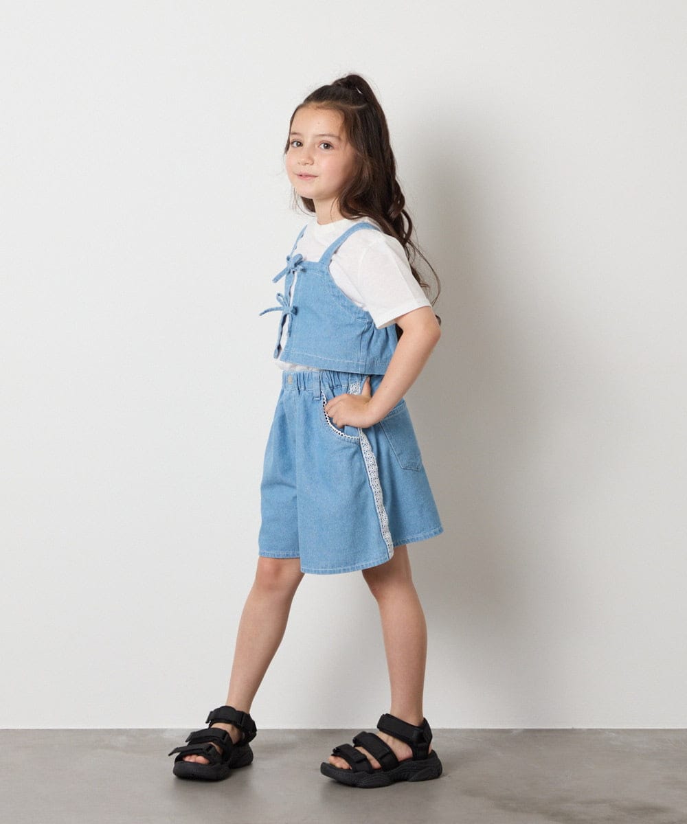 KJKHA19039 a.v.v KIDS(アー・ヴェ・ヴェ) [120-160]【接触冷感】デニムビスチェセット ライトブルー