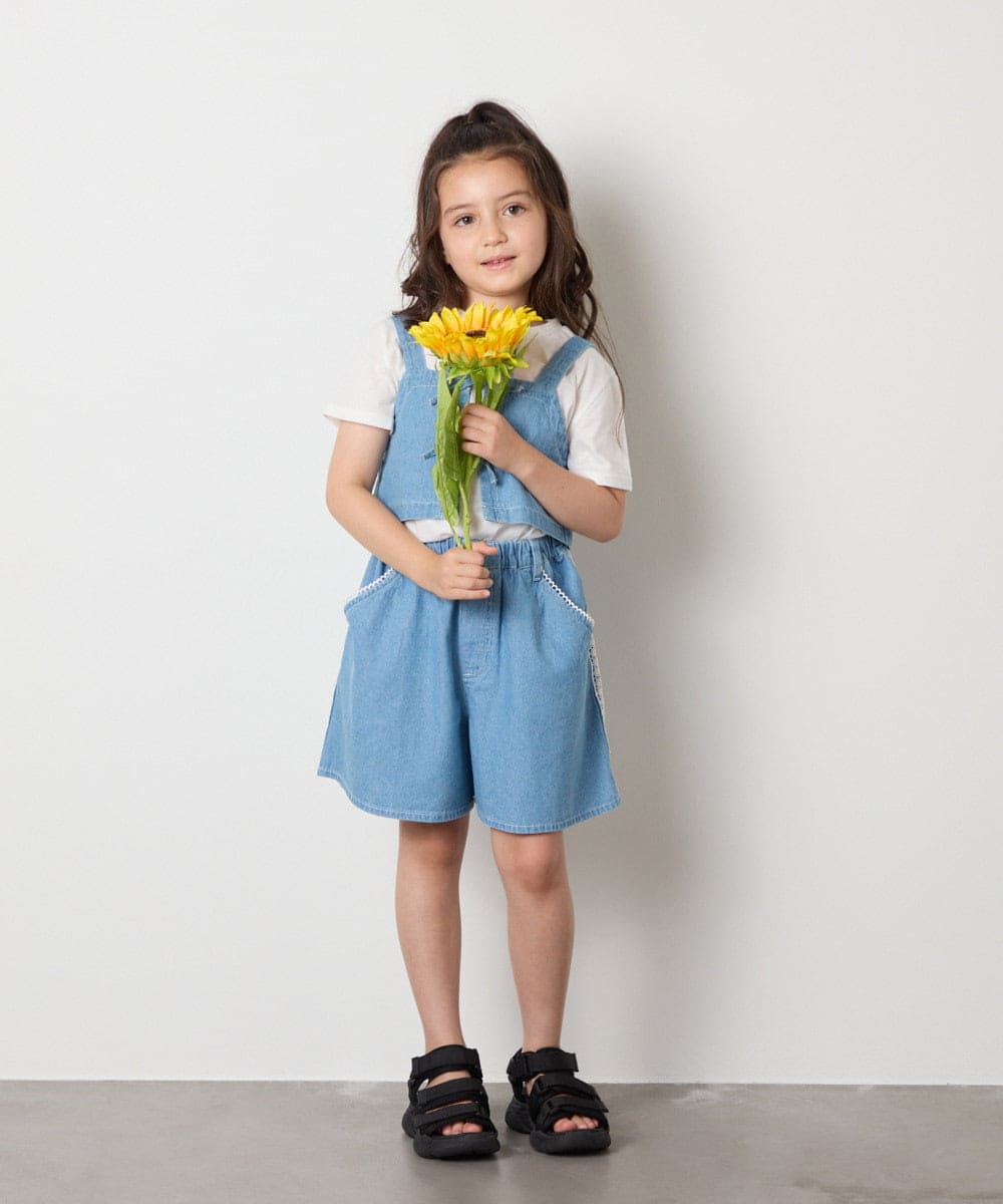 KJKHA19039 a.v.v KIDS(アー・ヴェ・ヴェ) [120-160]【接触冷感】デニムビスチェセット ライトブルー