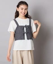 KJKHA19039 a.v.v KIDS(アー・ヴェ・ヴェ) [120-160]【接触冷感】デニムビスチェセット ライトブルー