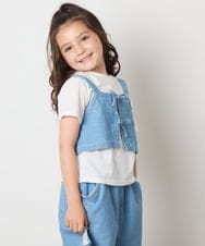KJKHA19039 a.v.v KIDS(アー・ヴェ・ヴェ) [120-160]【接触冷感】デニムビスチェセット ライトブルー