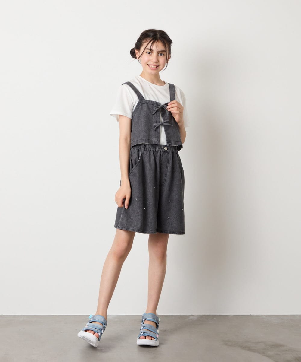KJKHA19039 a.v.v KIDS(アー・ヴェ・ヴェ) [120-160]【接触冷感】デニムビスチェセット ライトブルー