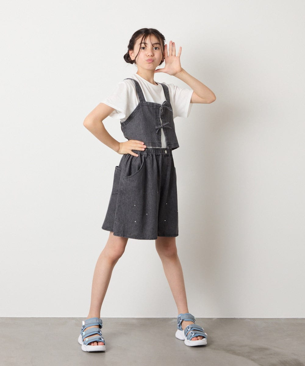 KJKHA19039 a.v.v KIDS(アー・ヴェ・ヴェ) [120-160]【接触冷感】デニムビスチェセット ライトブルー