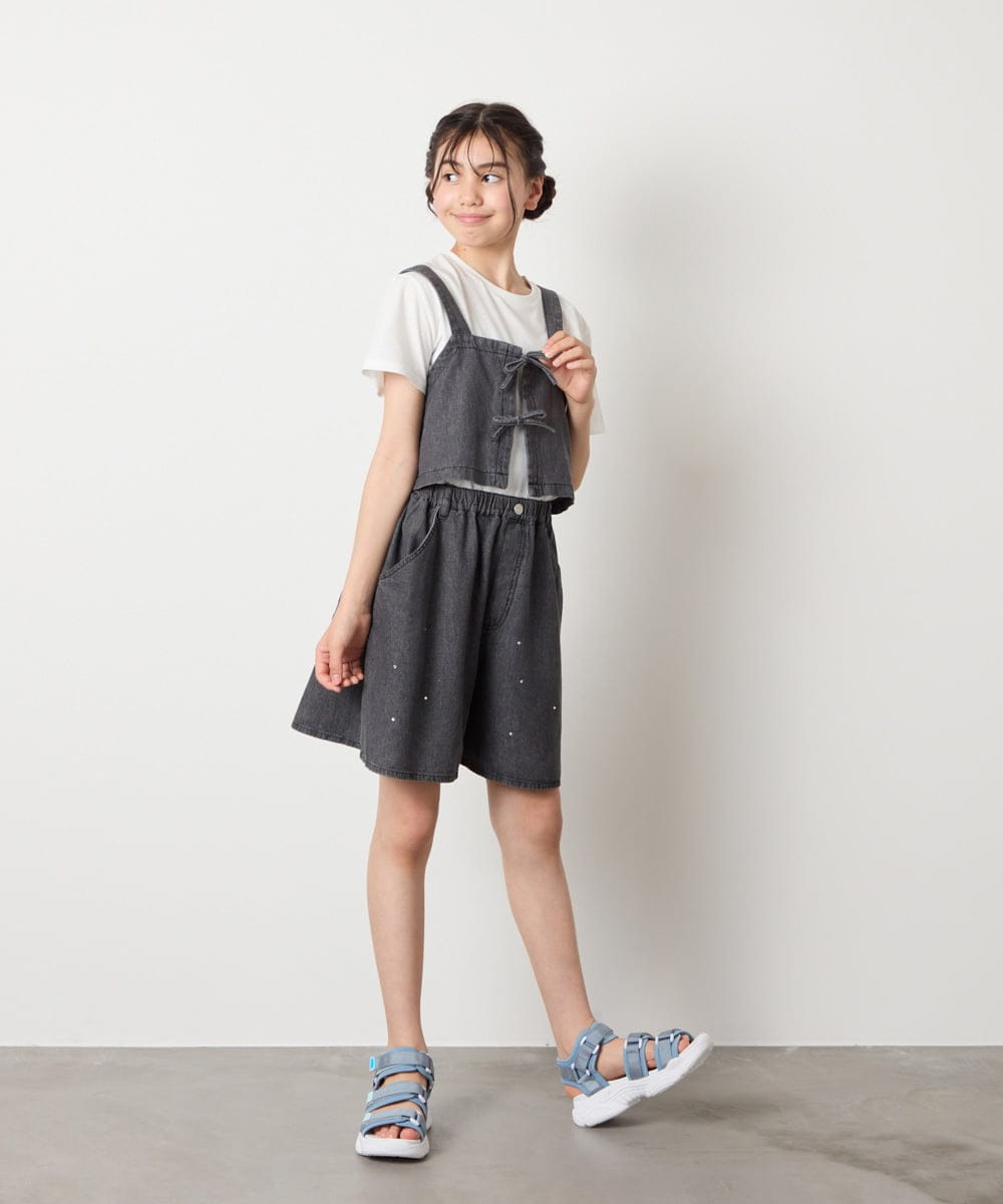 KJKHA19039 a.v.v KIDS(アー・ヴェ・ヴェ) [120-160]【接触冷感】デニムビスチェセット ライトブルー
