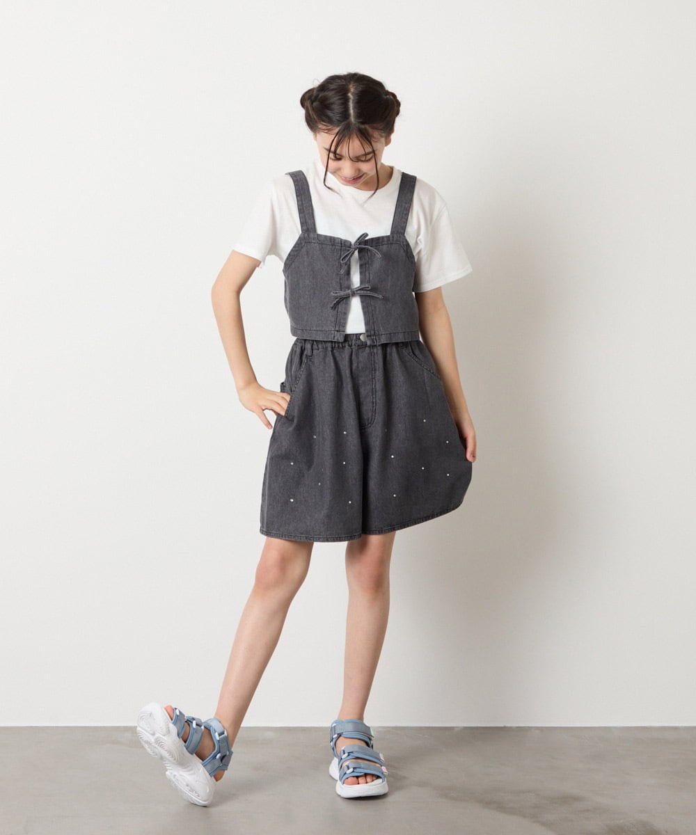 KJKHA19039 a.v.v KIDS(アー・ヴェ・ヴェ) [120-160]【接触冷感】デニムビスチェセット ライトブルー