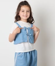 KJKHA19039 a.v.v KIDS(アー・ヴェ・ヴェ) [120-160]【接触冷感】デニムビスチェセット ライトブルー