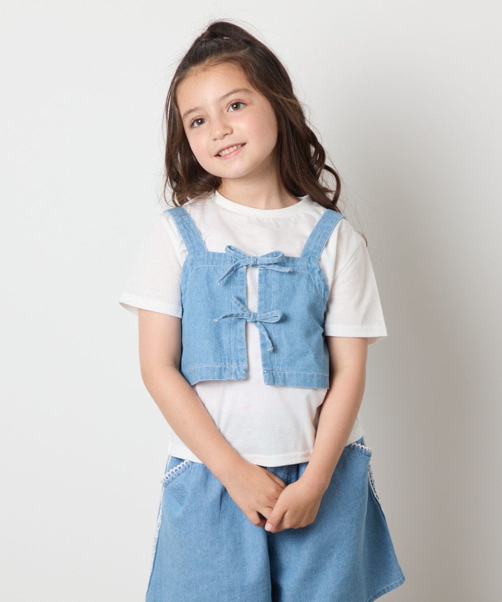 KJKHA19039 a.v.v KIDS(アー・ヴェ・ヴェ) [120-160]【接触冷感】デニムビスチェセット ライトブルー