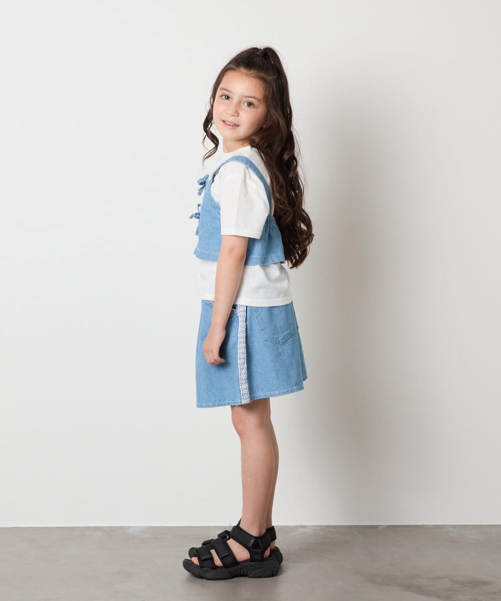 KJKHA19039 a.v.v KIDS(アー・ヴェ・ヴェ) [120-160]【接触冷感】デニムビスチェセット ライトブルー