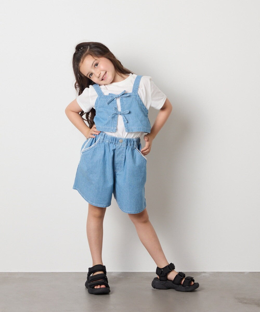 KJKHA19039 a.v.v KIDS(アー・ヴェ・ヴェ) [120-160]【接触冷感】デニムビスチェセット ライトブルー