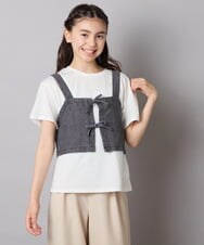 KJKHA19039 a.v.v KIDS(アー・ヴェ・ヴェ) [120-160]【接触冷感】デニムビスチェセット ダークグレー