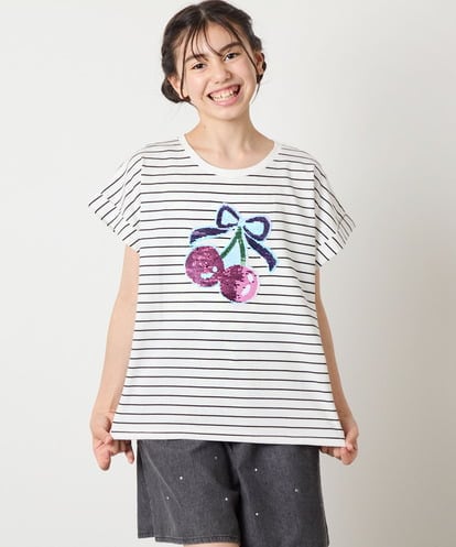KJKHA20024 a.v.v KIDS [100-150]【接触冷感】スパンコールモチーフＴシャツ
