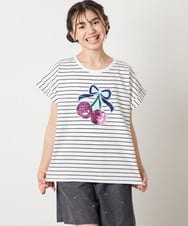 KJKHA20024 a.v.v KIDS(アー・ヴェ・ヴェ) [100-150]【接触冷感】スパンコールモチーフＴシャツ アイボリー