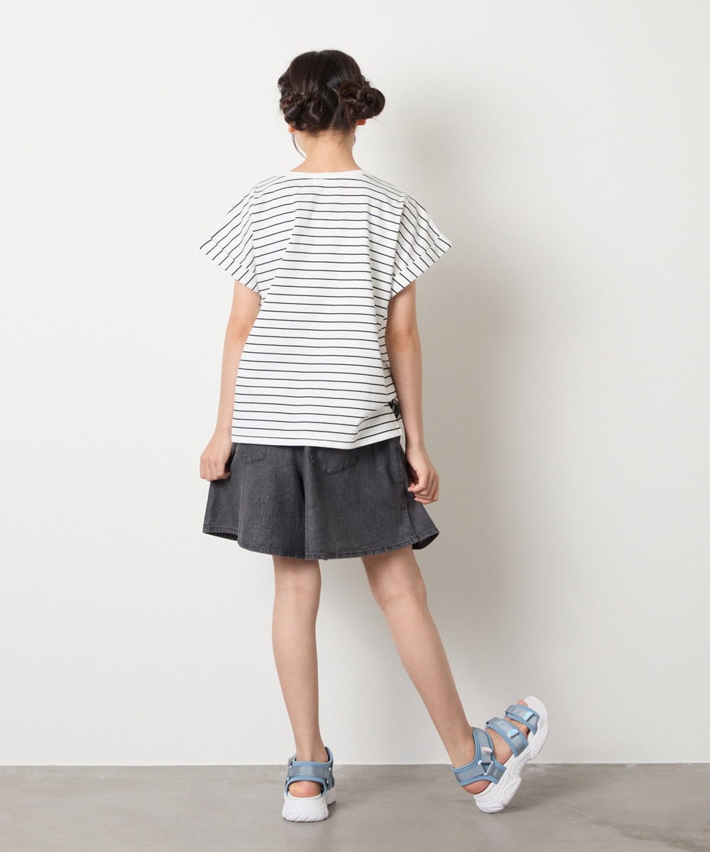 KJKHA20024 a.v.v KIDS(アー・ヴェ・ヴェ) [100-150]【接触冷感】スパンコールモチーフＴシャツ アイボリー