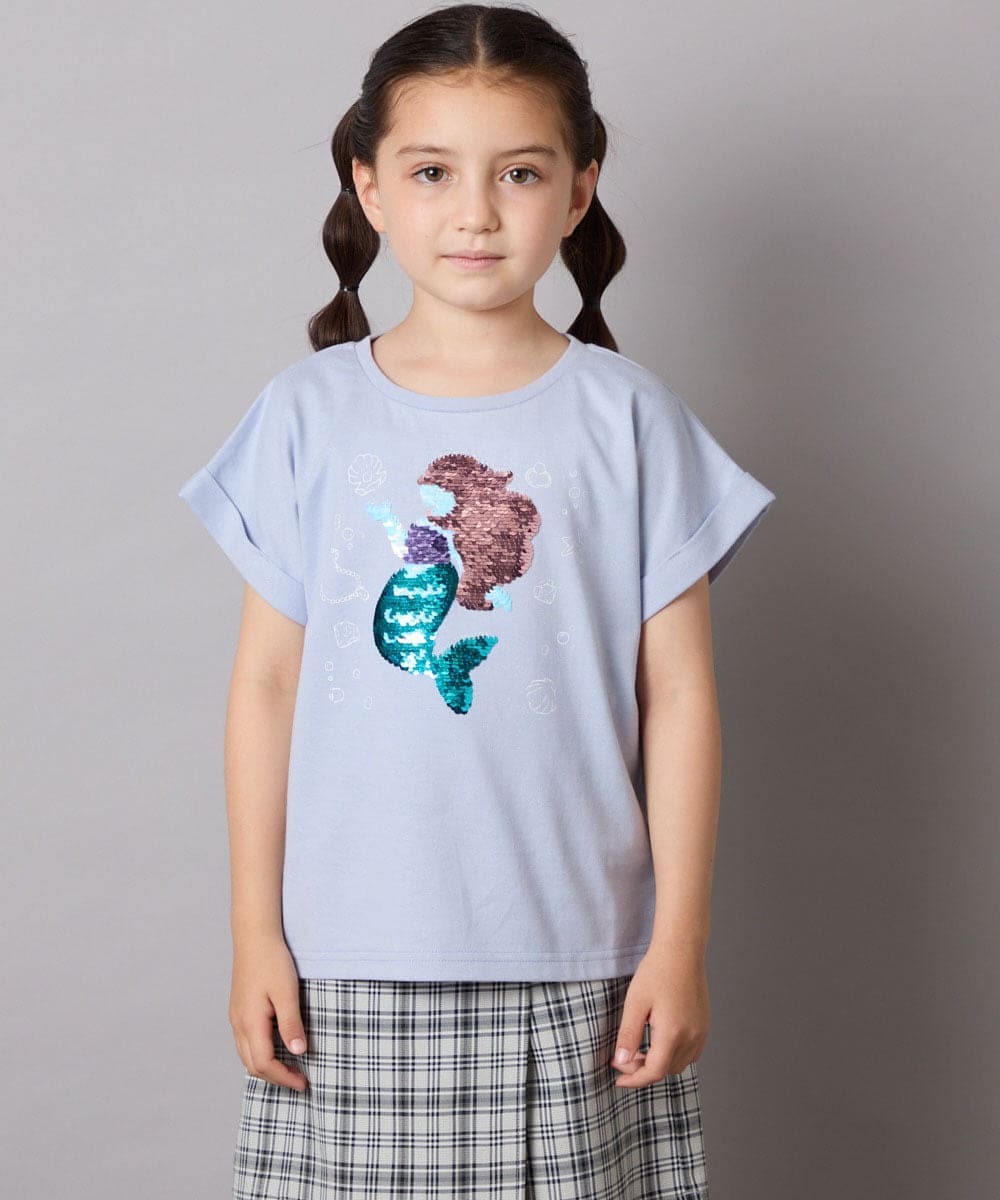 KJKHA20024 a.v.v KIDS(アー・ヴェ・ヴェ) [100-150]【接触冷感】スパンコールモチーフＴシャツ アイボリー