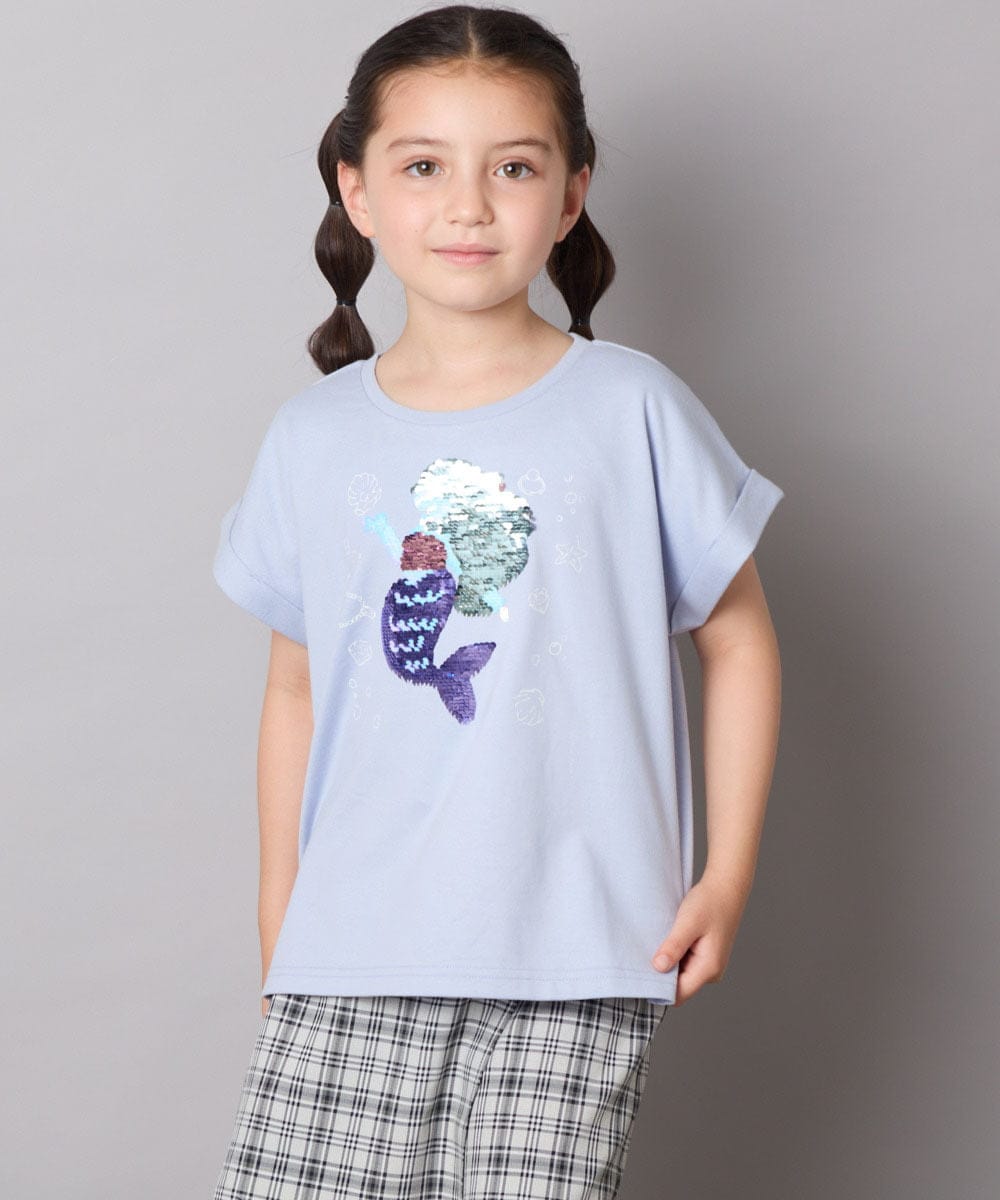 KJKHA20024 a.v.v KIDS(アー・ヴェ・ヴェ) [100-150]【接触冷感】スパンコールモチーフＴシャツ アイボリー