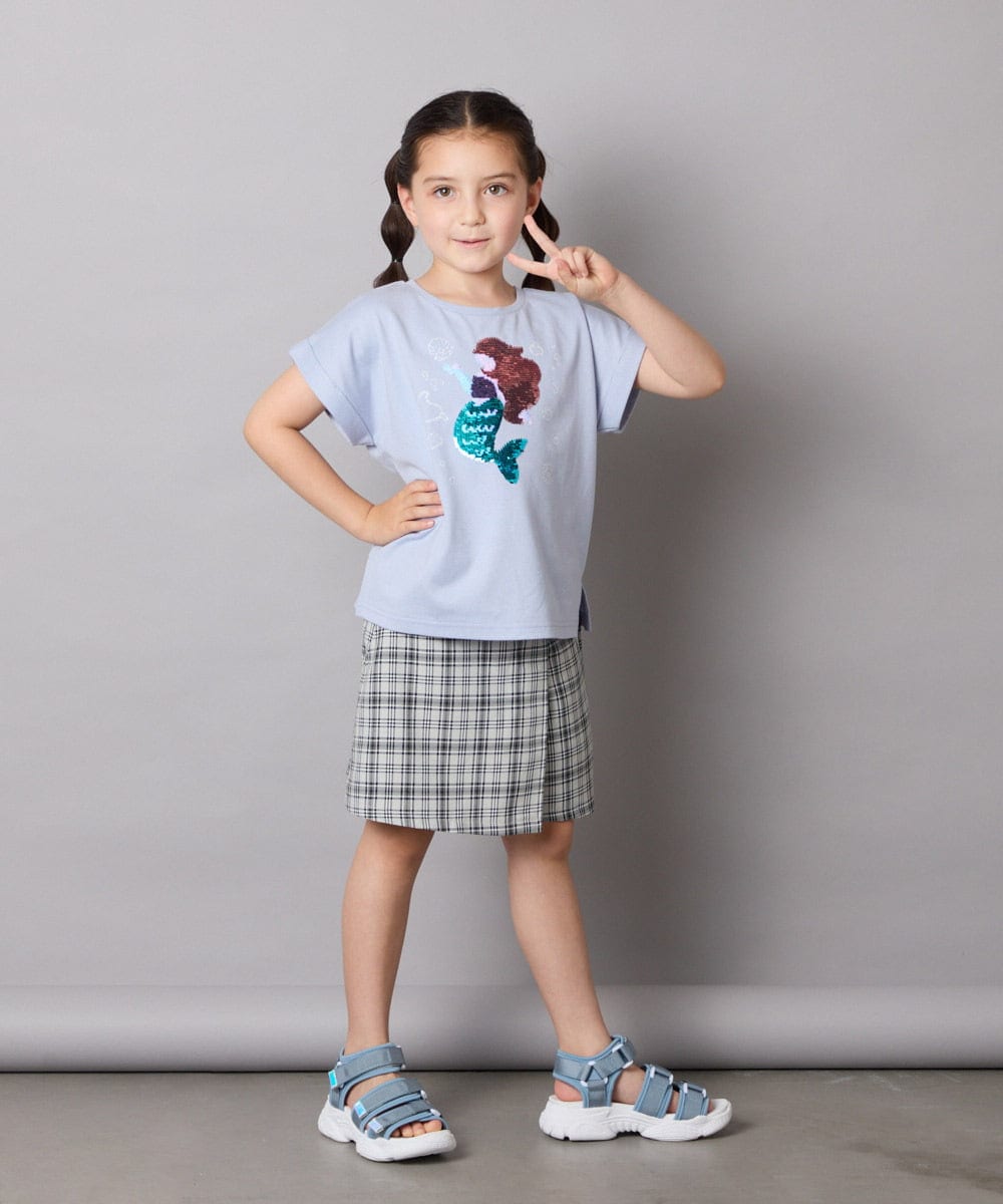 KJKHA20024 a.v.v KIDS(アー・ヴェ・ヴェ) [100-150]【接触冷感】スパンコールモチーフＴシャツ アイボリー